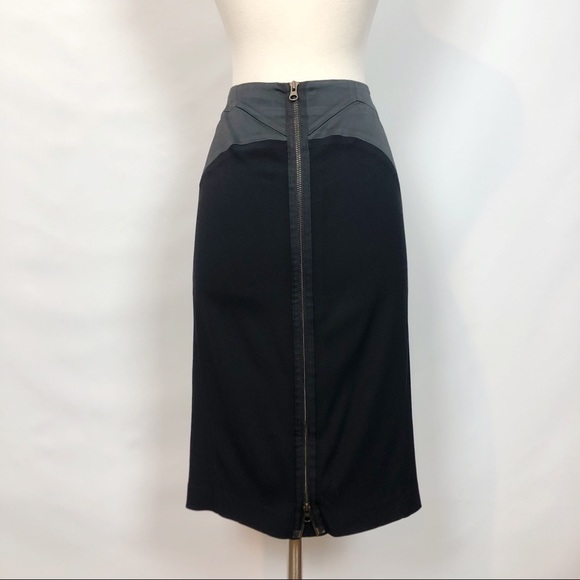 REISS Black Satin Pencil Skirt Exposed Zipper 4 - Picture 3 of 8